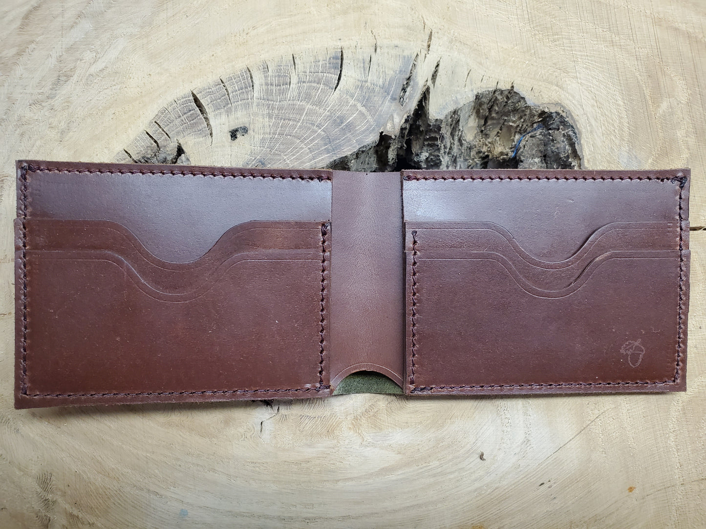 Avocado/Brown Bifold Leather Wallet